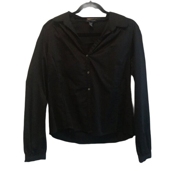 Club Monaco Women’s Shirt Blouse Black Large EUC - Picture 1 of 10